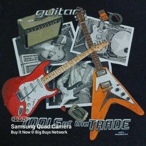RARE Joe Blow T's Rock & Roll "Tools of the Trade" Guitars/Amps/ Pedals Tshirt L